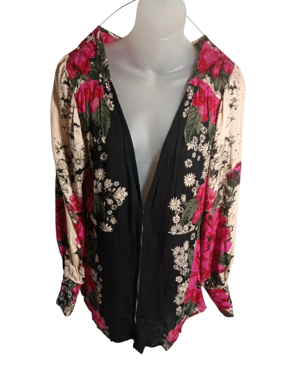 Free People Floral Lightweight Hook Closure Office Blouse Career Boho Sz SP